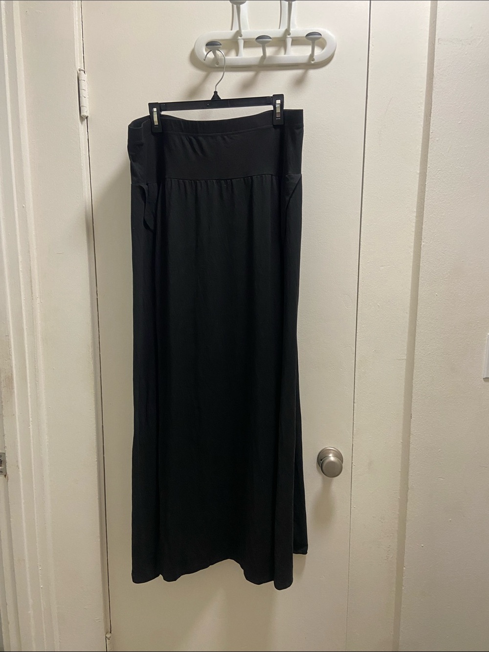 Women's Black Maxi Skirt with Wide Waistband